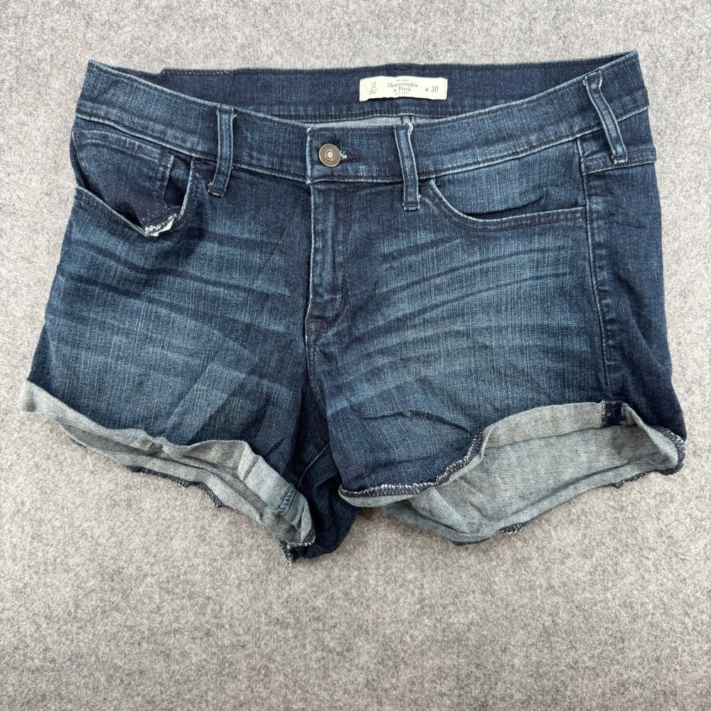 Y2K Abercrombie & Fitch Shorts Womens 10 W30 Denim Dark Wash Rolled Cuff EUC